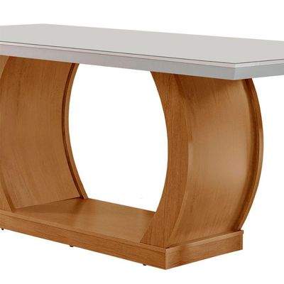 Mesa Sala De Jantar 180cm Milena Em Mdf E Vidro Off White