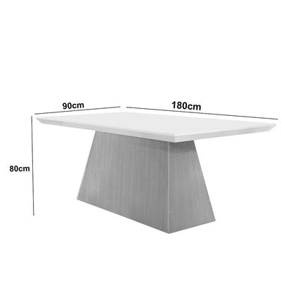 Mesa Sala De Jantar Aida 180cm Em Mdf E Vidro Com Canto Copo