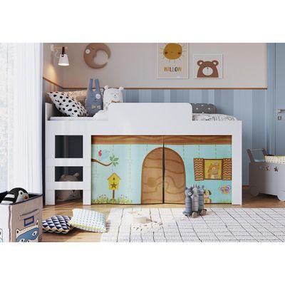 Cama Infantil Com Cortinas Para Colchão 188x88cm Multimóveis Cr40068 Branca Branco