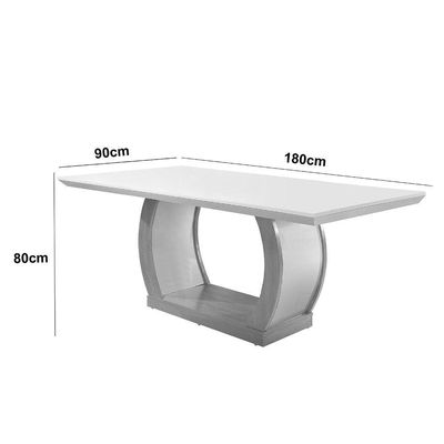 Mesa Para Sala De Jantar 180cm Milena Em Mdf E Vidro Grafite
