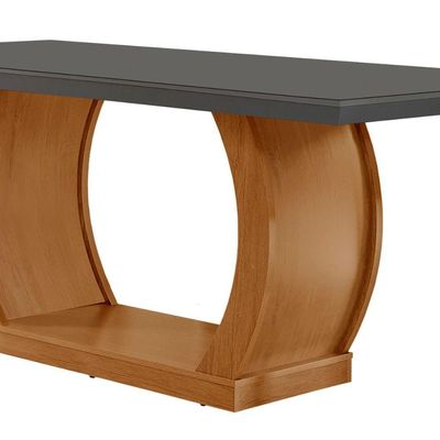Mesa Para Sala De Jantar 180cm Milena Em Mdf E Vidro Grafite