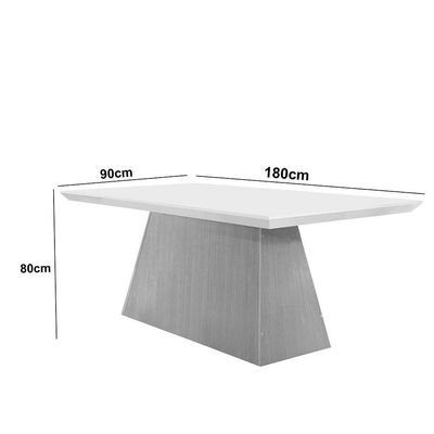 Mesa Para Sala De Jantar Aida 180cm Em Mdf E Vidro Off White