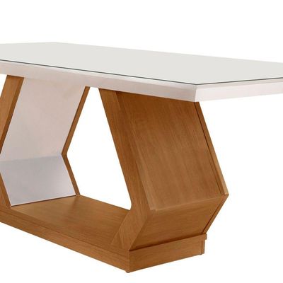 Mesa Sala De Jantar Lara 180cm Off White/ Imbuia/ Serig. Off