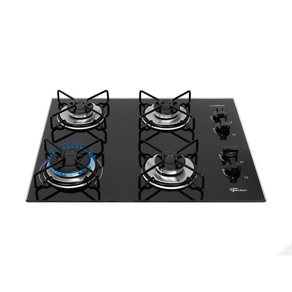 Cooktop A Gás 4 Bocas Fit Line Fischer Preto Bivolt Cooktop A Gás 4 Bocas Fit Line Fischer Preto Bivolt