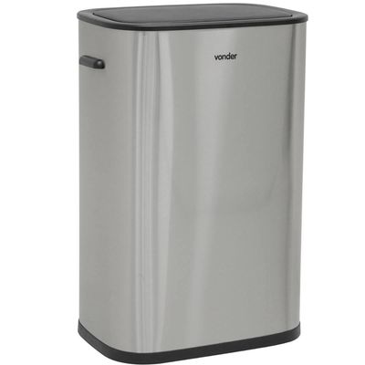 Lixeira Inox Retangular com Sensor de Abertura 55 Litros Cinza Vonder