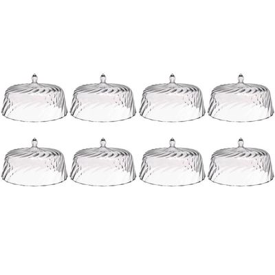8 Cúpulas de Plástico 25cm Transparente para Bolos Tortas Doces Pratos Glassy Crippa