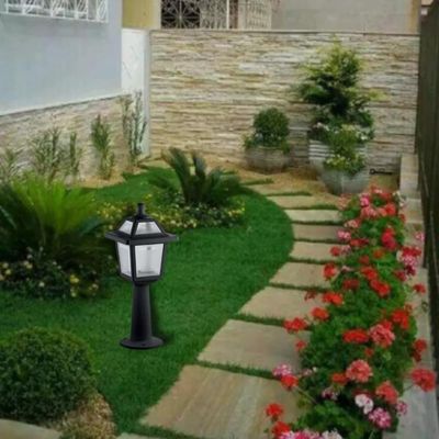 Kit 2 Luminárias de Chão Preta Ravena Dital Balizador Jardim Muro Externo Clássico