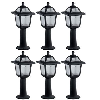 6 Balizadores de Jardim Pretos 45x18cm Luminárias de Chão Externas Ravena Dital Clássico