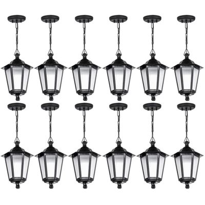 Kit 12 Pendentes Lustres de Teto 58cm Luminária Grega Plástico Lente Fosca Dital Bivolt