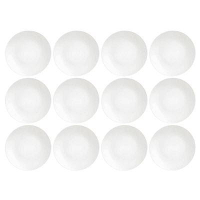 Jogo 12 Pratos Rasos Redondos 28cm Porcelana Branca Tramonti