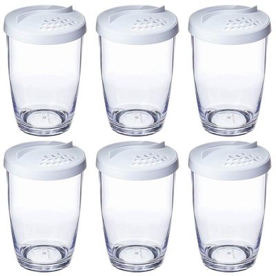 Kit 6 Porta Queijo Farinha Temperos 350ml Farinheiro Branco