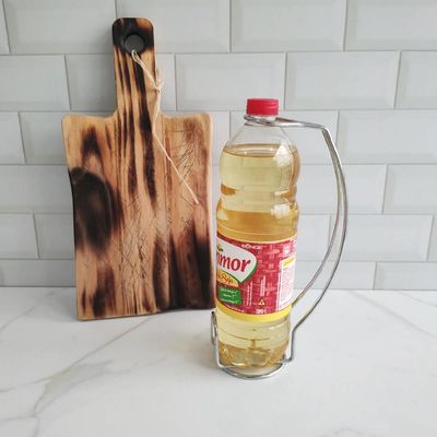 Kit 2 Suportes para Garrafa de Azeite Aço Cromado Porta Óleo de Bancada para Cozinha
