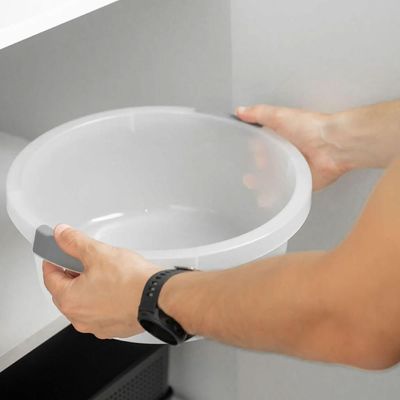 Conjunto 5 Bacias 5L Flow Pega Ergonômica Bege Resistente OU para Cozinha e Lavanderia