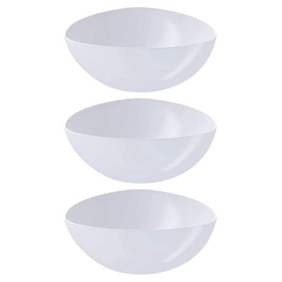 3 Saladeiras Triangulares Tigelas Plástico 2,5L Branco Coza