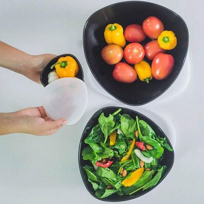 Kit 3 Tigelas Triangulares 3,5L Saladeiras Plásticas Pretas