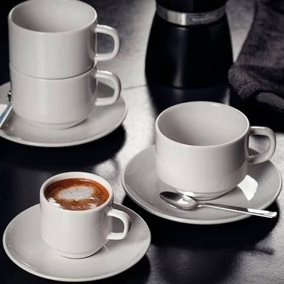 Jogo 6 Xícaras de Chá Paola 240ml Porcelana com Pires Servir Café Tramontina