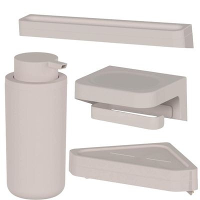 Kit Banheiro Saboneteira Porta Shampoo Toalheiro Papeleira B