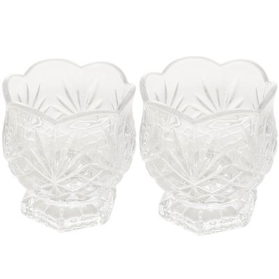 Kit 2 Porta Colher Vidro Cristal 8x8cm Vasinho Dublin Mesa L