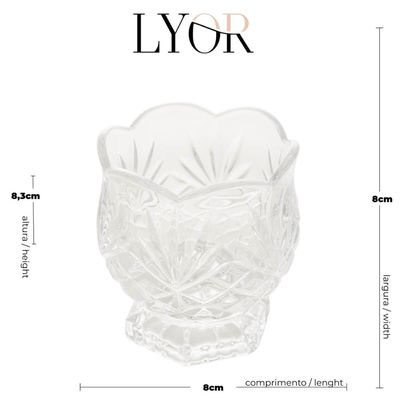 Kit 2 Porta Colher Vidro Cristal 8x8cm Vasinho Dublin Mesa L