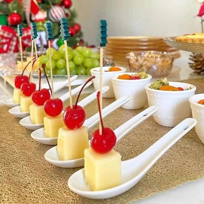 Kit 36 Colheres Finger Food Porcelana 20ml Branca Couvert Lyor Restaurante