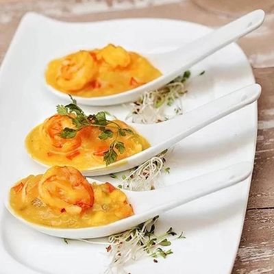 Kit 36 Colheres Finger Food Porcelana 20ml Branca Couvert Lyor Restaurante