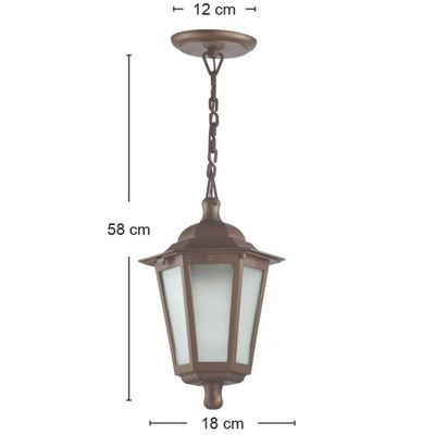 Kit 6 Luminárias de Teto Colonial Pendente Grego 18x58cm Marrom Lente Fosca Dital