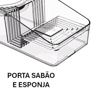 Porta Detergente com Suporte para Sabão e Esponja Transparente Smart S Crippa Pia Cozinha