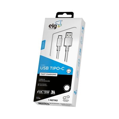 Cabo Tipo-C USB ELG  TCUSB Branco 1m