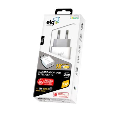 Carregador de Parede ELG WCPD Universal Saída USB Tipo-C Branco