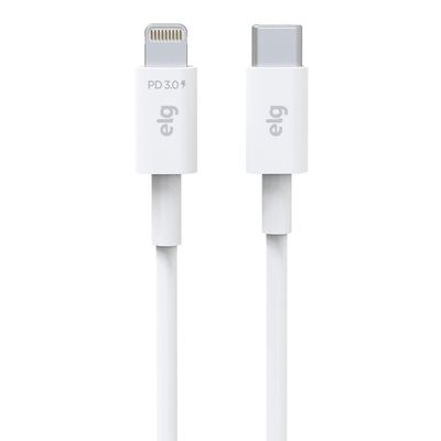 Cabo Lightning ELG L810PD USB Tipo-C 1m Branco