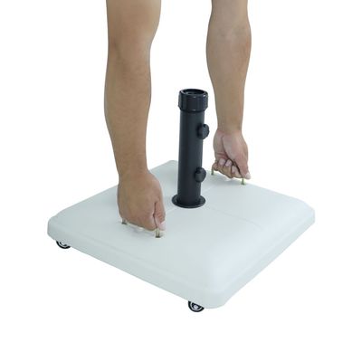 Base para Ombrellone Quadrada em Concreto com Rodas 37kg Branca Único
