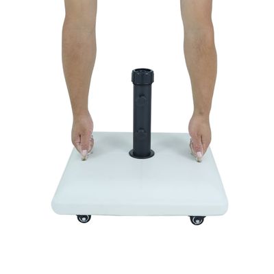 Base para Ombrellone Quadrada em Concreto com Rodas 37kg Branca Único
