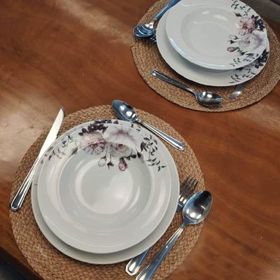 Jogo 12 Pratos Fundos Redondos 23cm Garden em Porcelana com Estampa Floral Germer