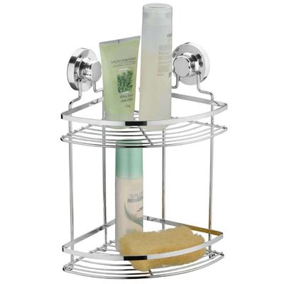 Suporte Porta Shampoo com Ventosa de Canto Aço Cromado Banheiro Faciliti Schmitt