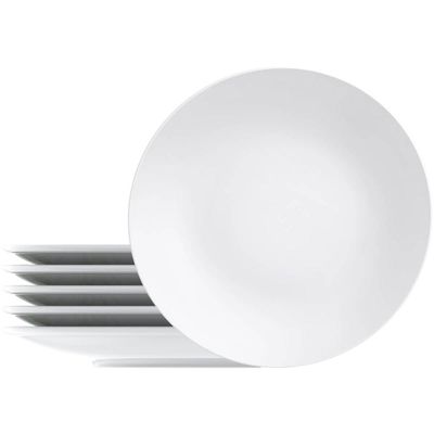 Conjunto 6 Pratos Tramontina Porcelana Leonora Rasos 25cm Branco Jogo Mesa