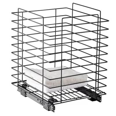 Tulha Deslizante Preta 39,5x38x44cm Cesto de Roupas Aramado de Embutir Schmitt Quadrada 35kg Preto