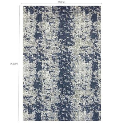 Tapete Azul Mesclado Antiderrapante Algodão Jacquard 200x250cm Mesa De Jantar