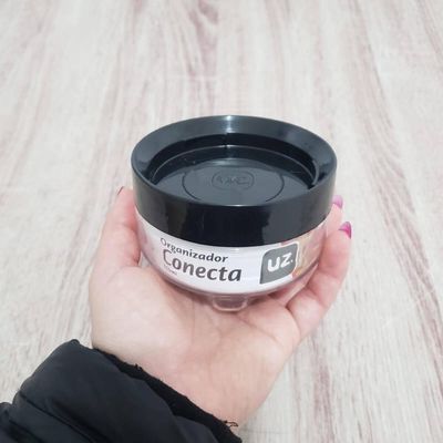 Kit 3 Porta Mantimentos UZ Empilhável 300ml Organizador com Tampa de Plástico Preto