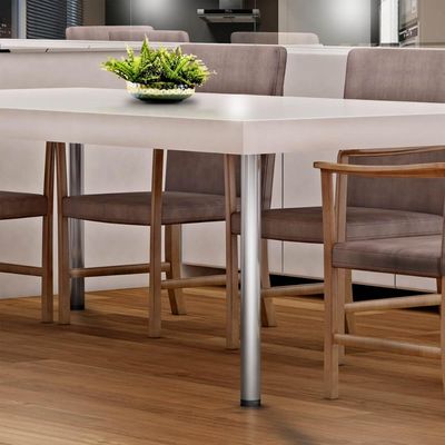 Conjunto 4 Pés de Mesa Cromados com Regulágem 7,6x75cm Modelo Palito Aço Carbono Dimec