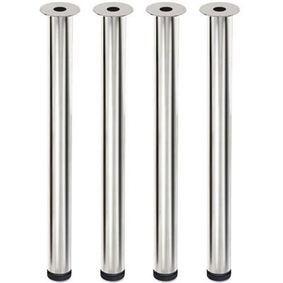 Conjunto 4 Pés de Mesa Cromados com Regulágem 7,6x75cm Modelo Palito Aço Carbono Dimec