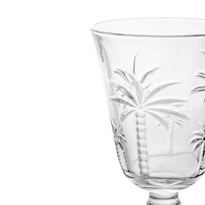 Jogo 6 Taças de Vidro para Água Suco 240ml Desenhadas Cristal Palm Lyor
