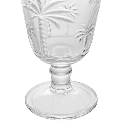 Jogo 6 Taças de Vidro para Água Suco 240ml Desenhadas Cristal Palm Lyor