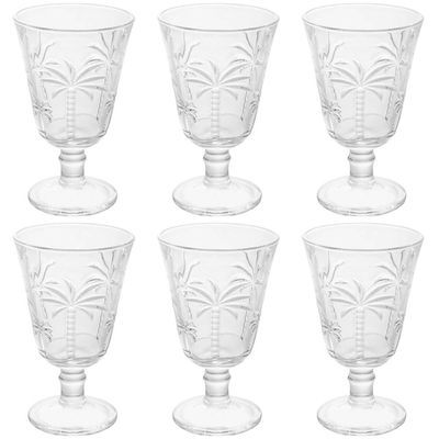 Jogo 6 Taças de Vidro para Água Suco 240ml Desenhadas Cristal Palm Lyor