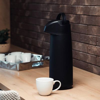 Garrafa Térmica de Café Tramontina Exata 1,8L Água Chá em Plástico Preto com Ampola de Vidro