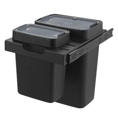 Lixeira Dupla Deslizante Organize 8L e 17L Aço Carbono Preto