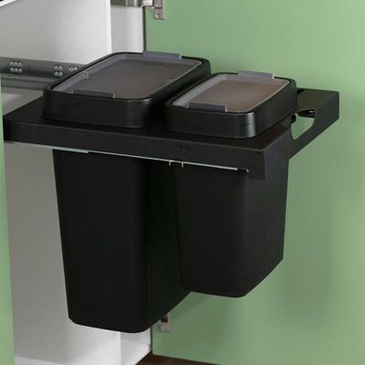 Lixeira Dupla Deslizante Organize 8L e 17L Aço Carbono Preto