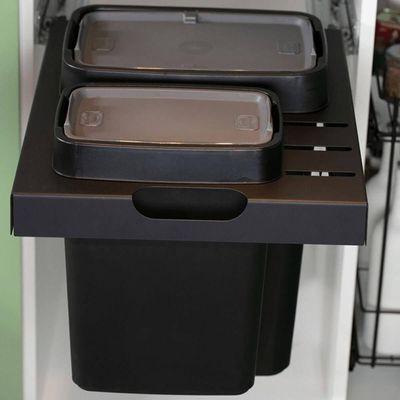 Lixeira Dupla Deslizante Organize 8L e 17L Aço Carbono Preto
