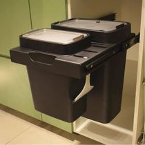 Lixeira Dupla Deslizante Organize 8L e 17L Aço Carbono Preto