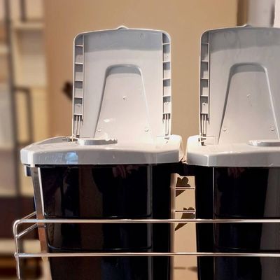 Lixeira Dupla de Cozinha 15L Masutti Copat com Corrediça e Acabamento Inox 304L Preto