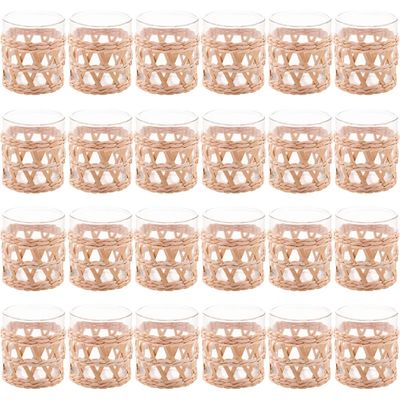 Kit 24 Copos de Vidro Baixos Wolff Sisal 320ml Pousadas Hotéis Restaurantes Mesa Posta